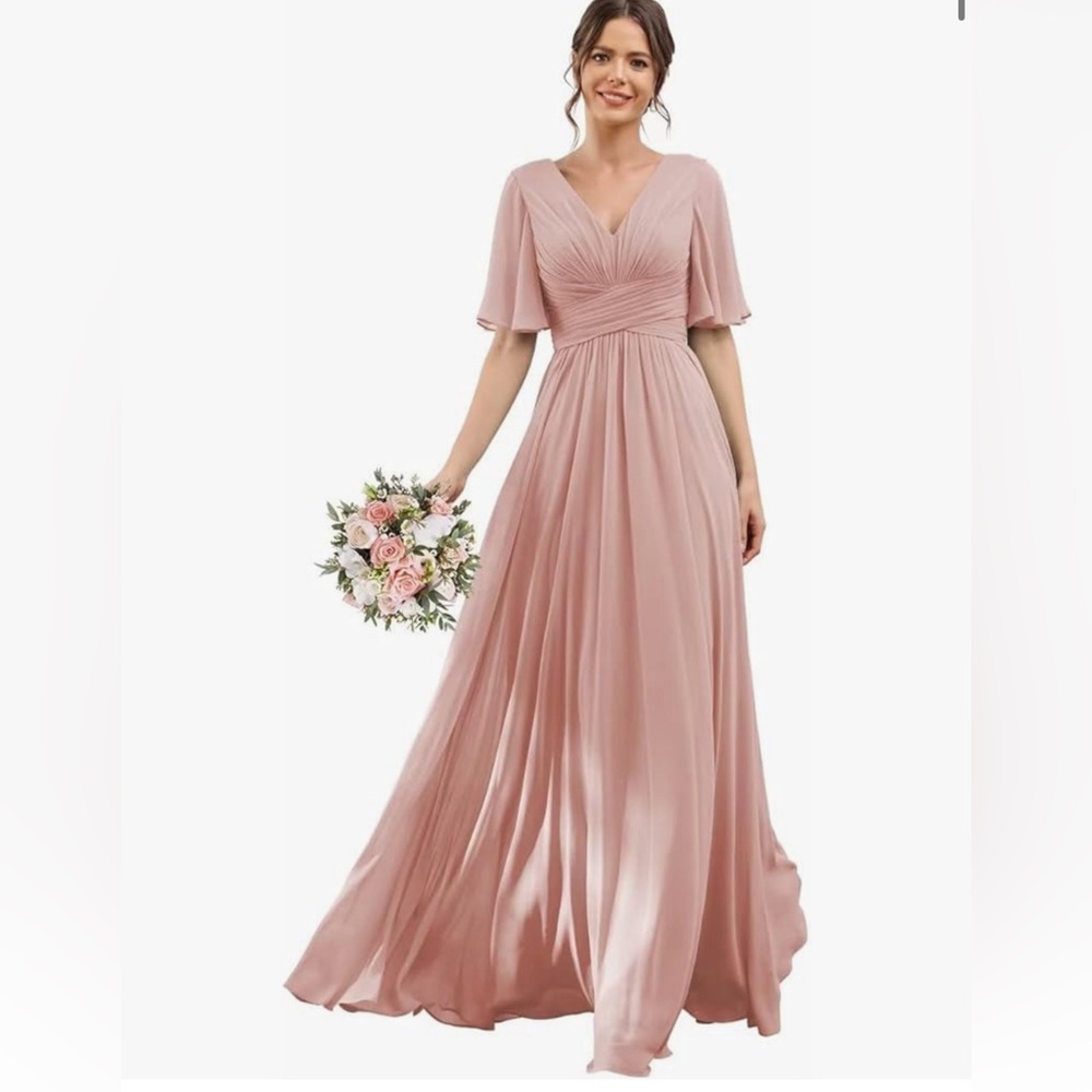 Dusty rose / blush pink formal bridesmaid dress